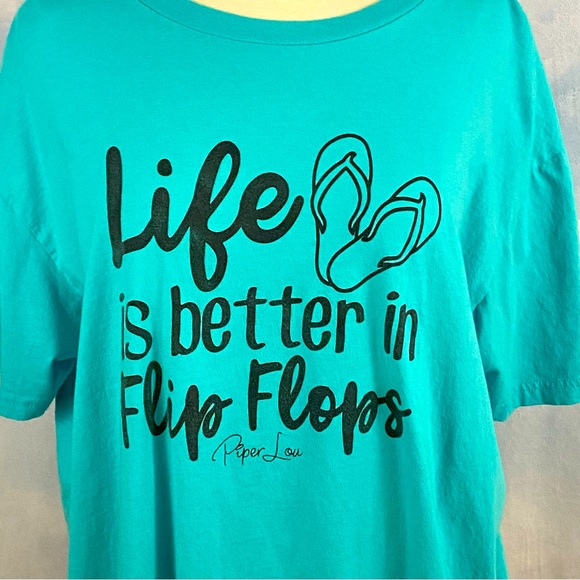 Piper Lou Life is Better in Flip Flops Tee Size XL - Picture 1 of 4